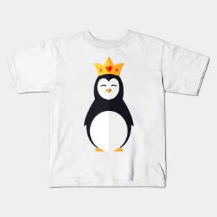 jolly penguin wearing a crown Kids T-Shirt